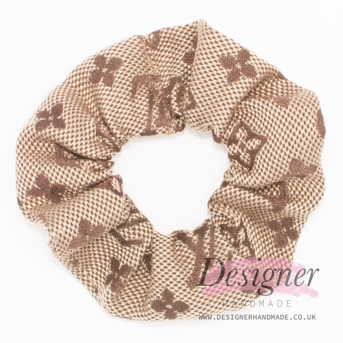 LV Inspired Scrunchie - Brown - Designer Handmade